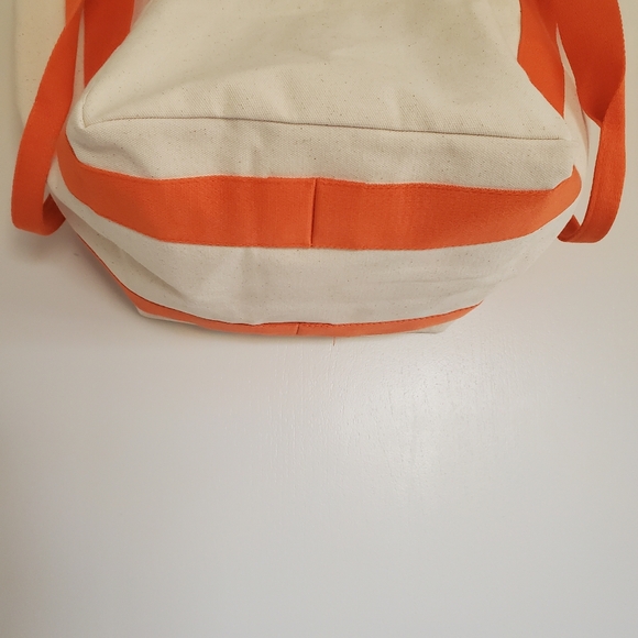 Victoria's Secret Cotton Canvas Tote Weekender Beige Cream Pink Orange - Picture 3 of 10